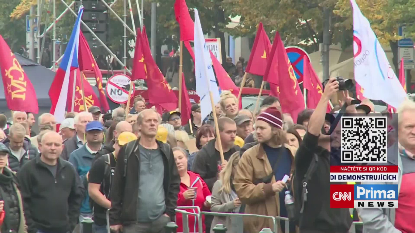 V Praze proběhla další protivládní demonstrace. V čele stál Josef Středula - CNN Prima NEWS