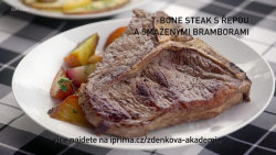 T-bone steak s řepou a smaženými bramborami