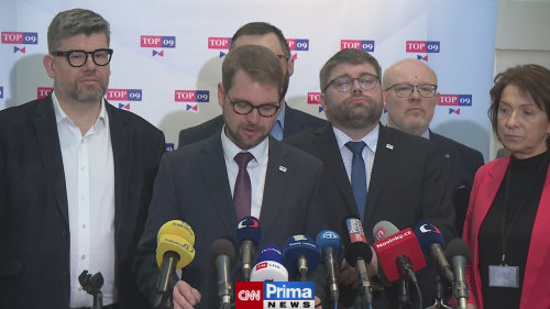 Tisková konference TOP 09 před jednáním Sněmovny