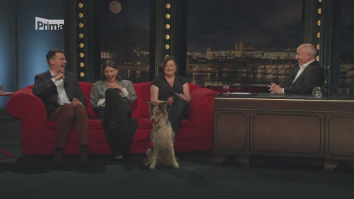 Lenka Nitschová a fenka Fuji v Show Jana Krause v květnu 2026