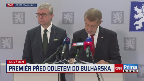 Premiér Babiš na tiskové konferenci před odletem do Bulharska