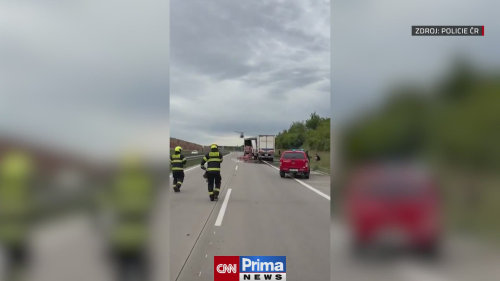 Nehoda tří nákladních vozidel na Pražském okruhu