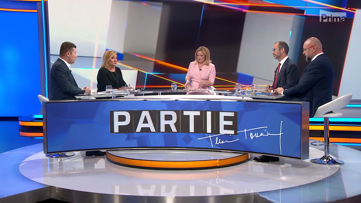 Partie Terezie Tománkové: Diskuse Aleny Schillerové, Jana Bartoška, Tomia Okamury a Jana Farského