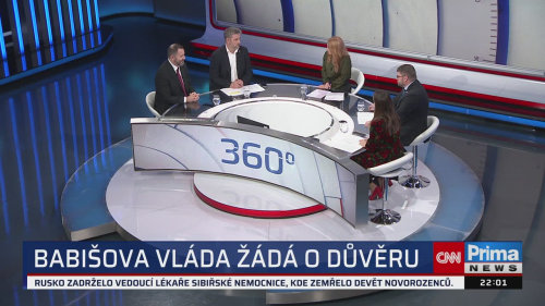 360°, 14.1. v 21:59 - David Pražák, Igor Červený, Michaela Šebelová, Jan Jakob, Cyril Svoboda, Vlastimil Tlustý