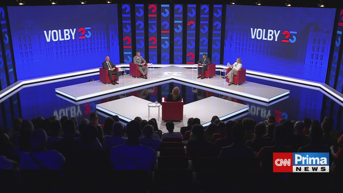 Předvolební superdebata 360°, Jana Černochová, Robert Králíček, Jindřich Rajchl, Petr Letocha - 10.9. v 21:43 - Volby do Poslanecké sněmovny 2025  - CNN Prima NEWS