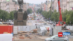 Václavské náměstí v Praze jako obří staveniště