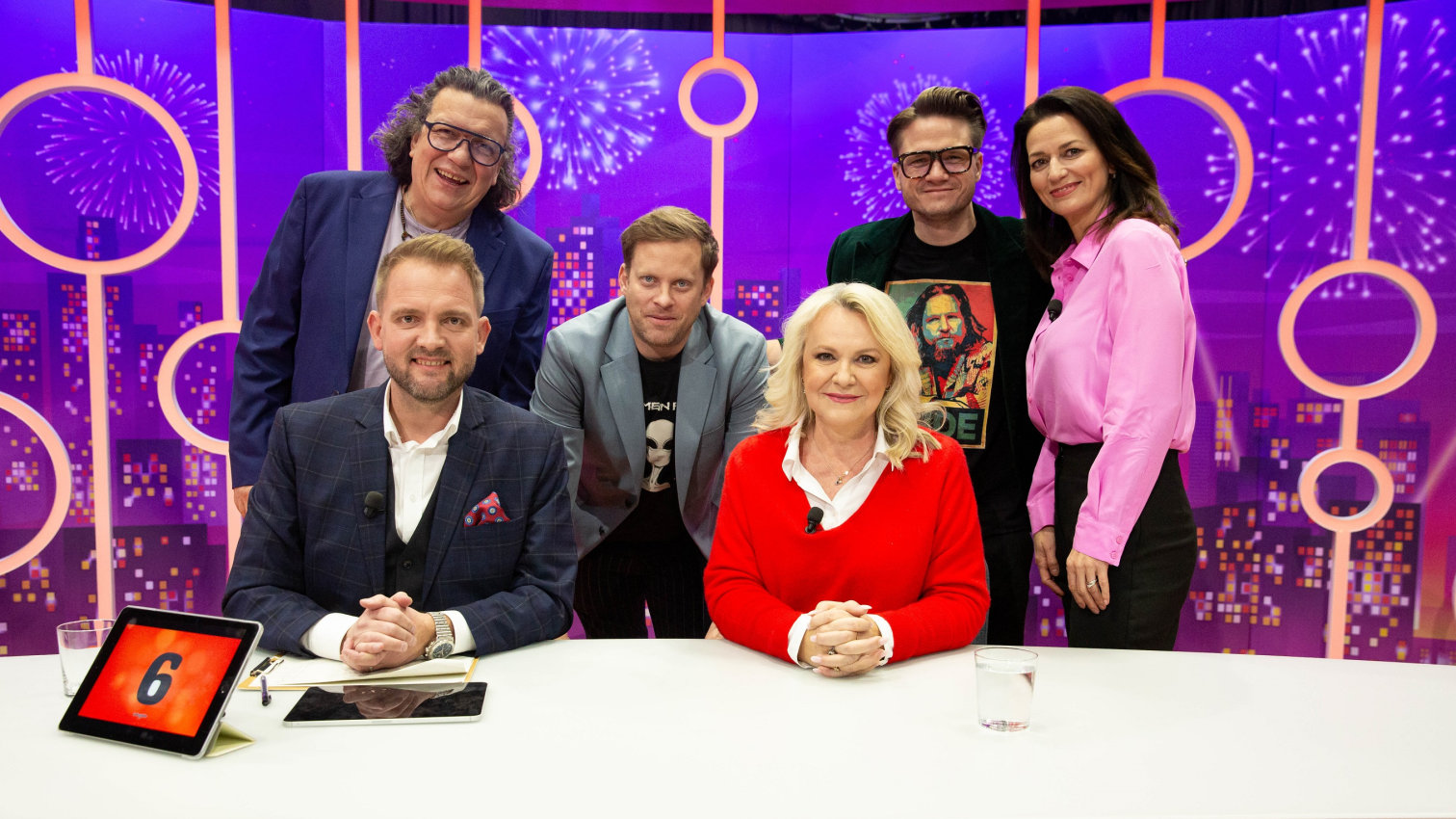 J.Prachař; O.G.Brzobohatý; A.Gondíková; R.Genzer; VIP host L.Hornová