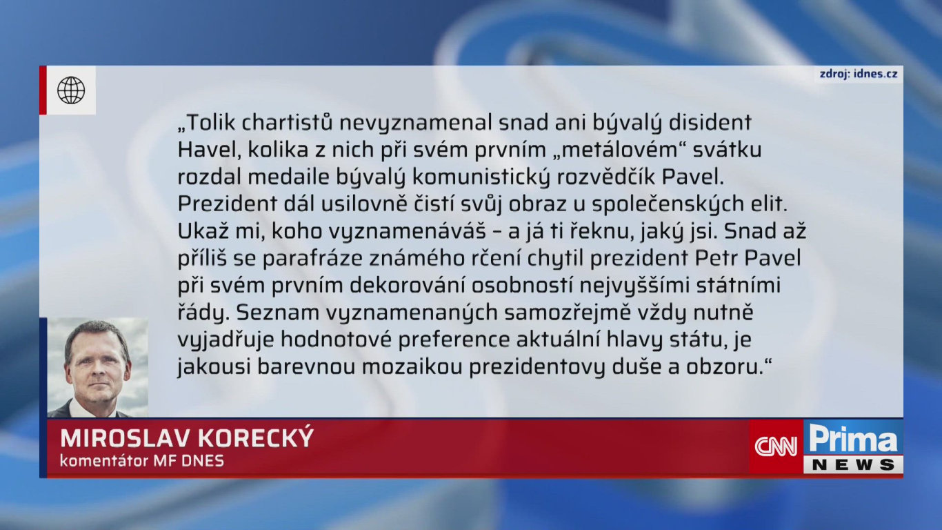 Kulidakis: Loni Pavel vyznamenal „kamarády“