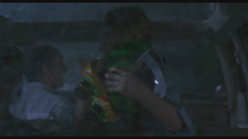 Scéna prvního útoku T-Rexe z filmu Jurský park (1993)