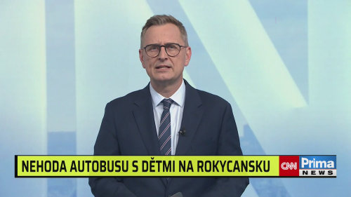 Nehoda autobusu s dětmi na Rokycansku